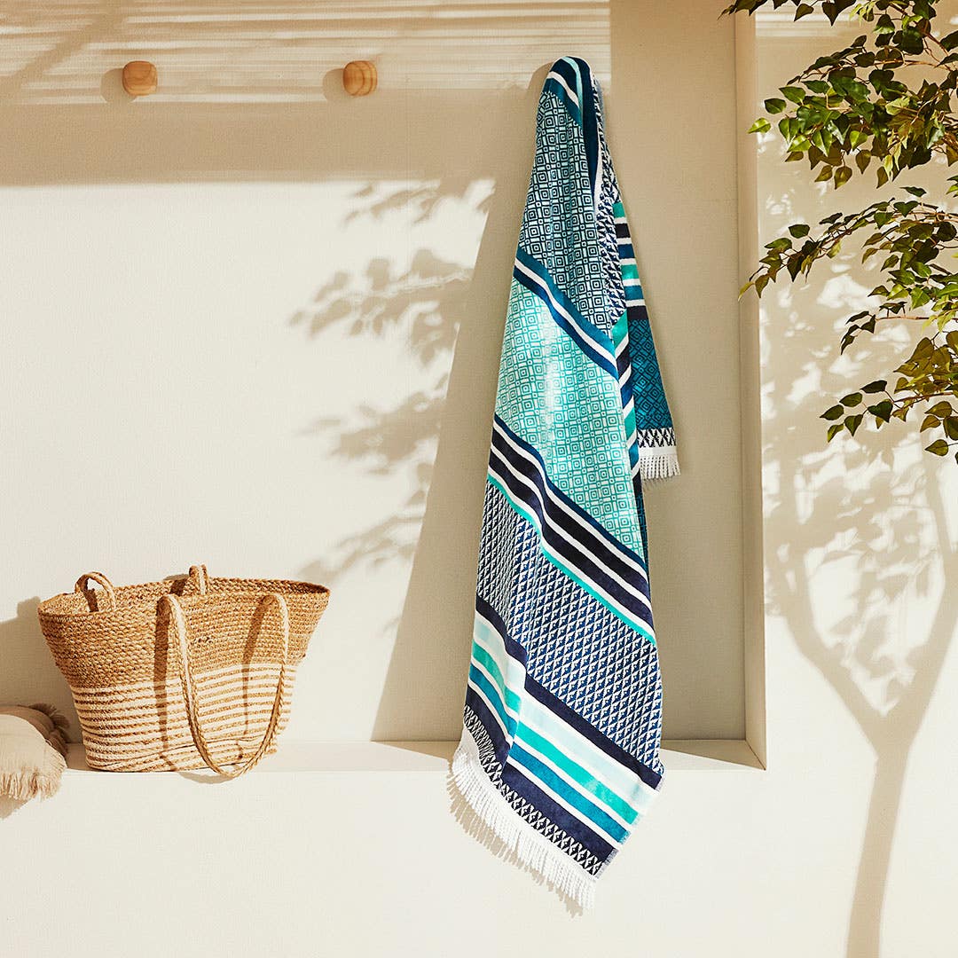 Malta Beach Towel - Aqua/Teal