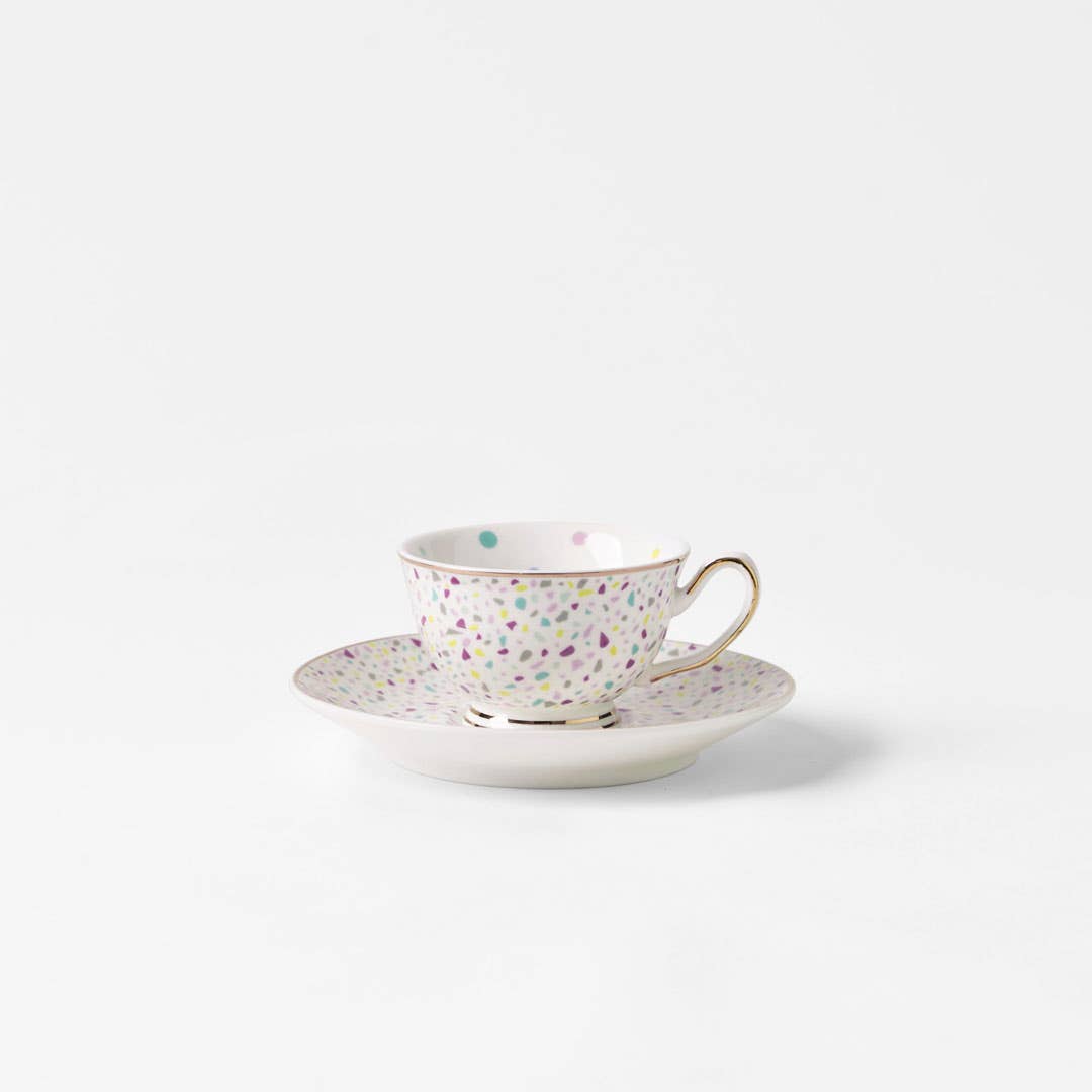 Miss Tea Party Coffee Cup And Saucer - Confetti