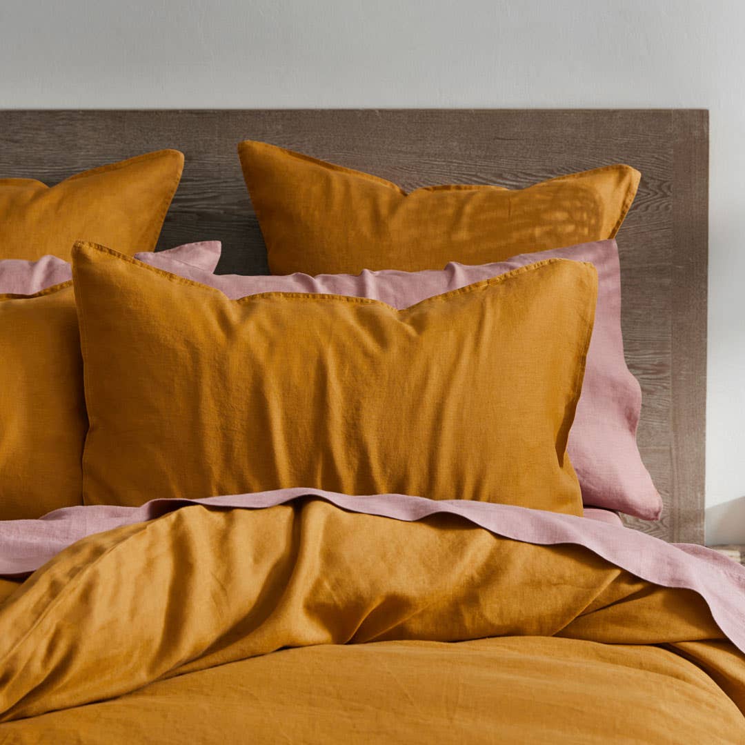 Milano Linen Quilt Cover - Mustard