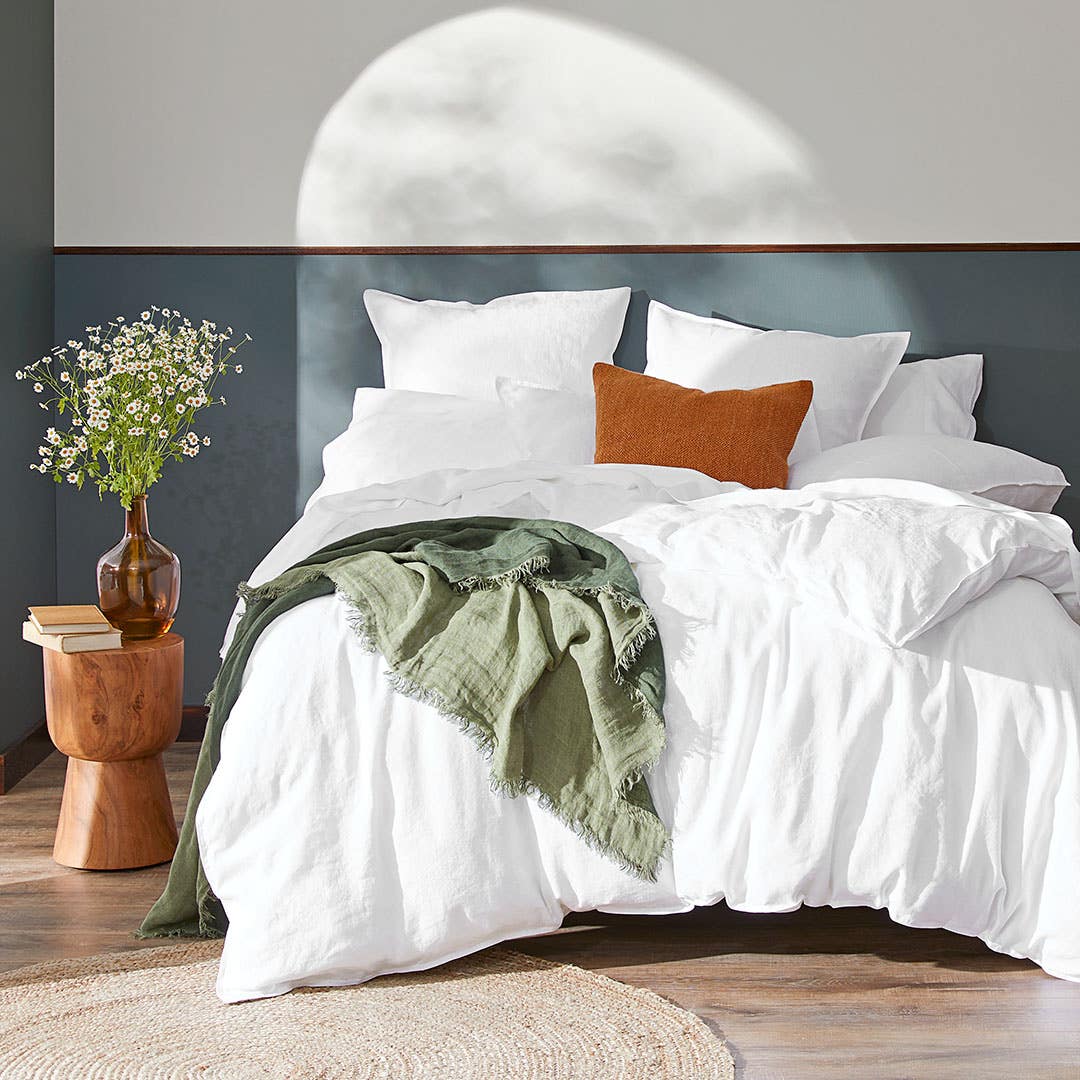 Milano Linen Quilt Cover - White