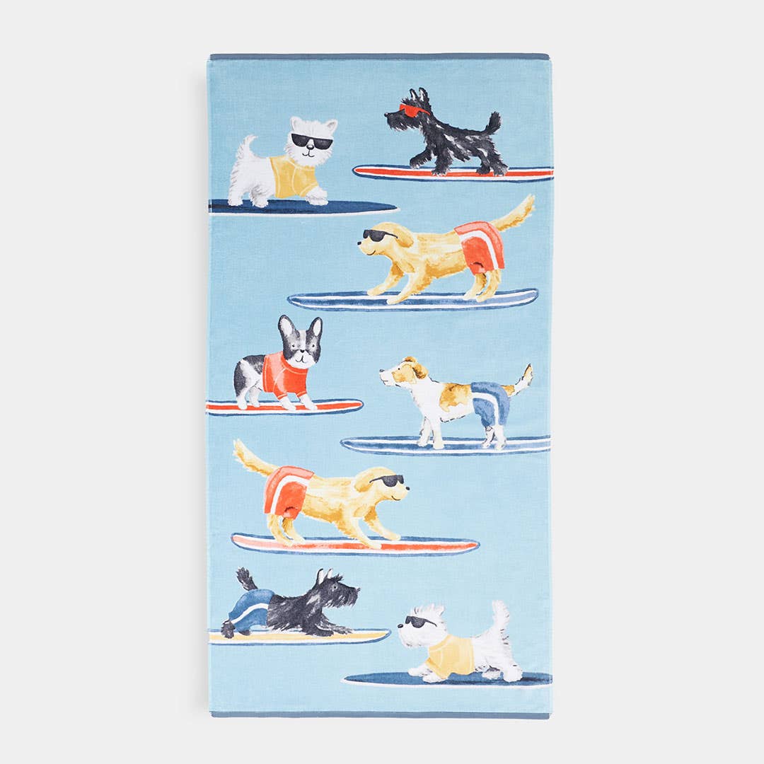 Surfing Dogs Beach Towel