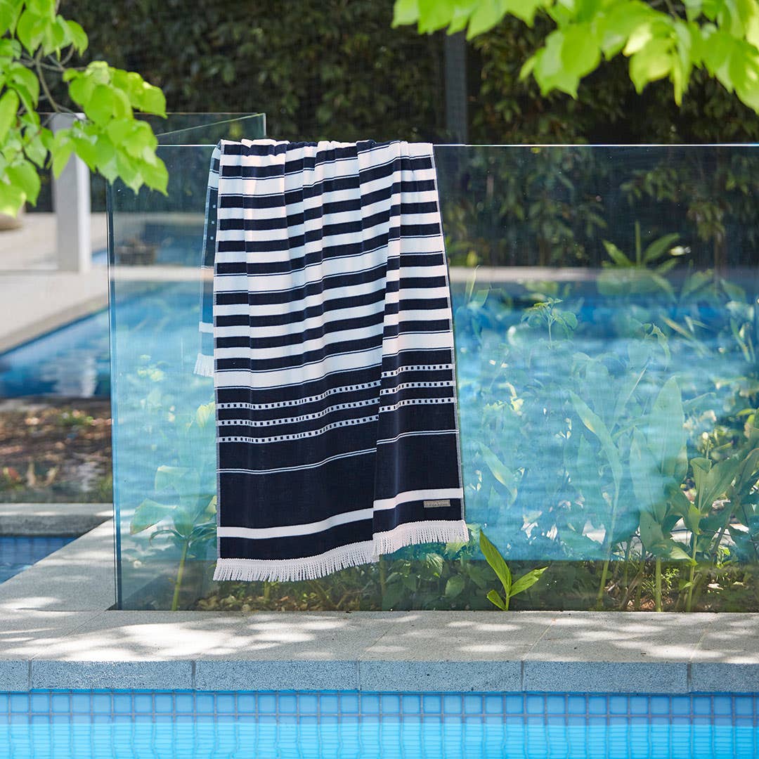 Ravello Beach Towel - Navy White