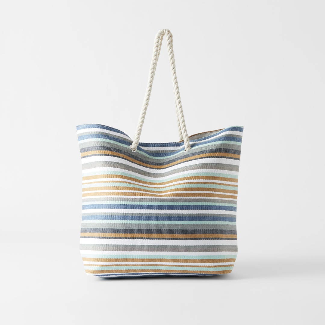 Tide Stripe Tote With Rope Handles