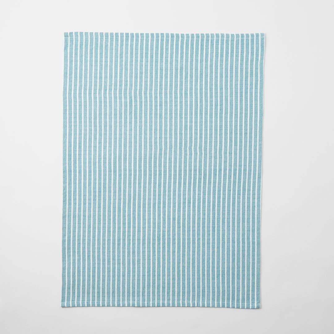 Yarn Dye Stripe Tea Towel Set Of 3 - Teal