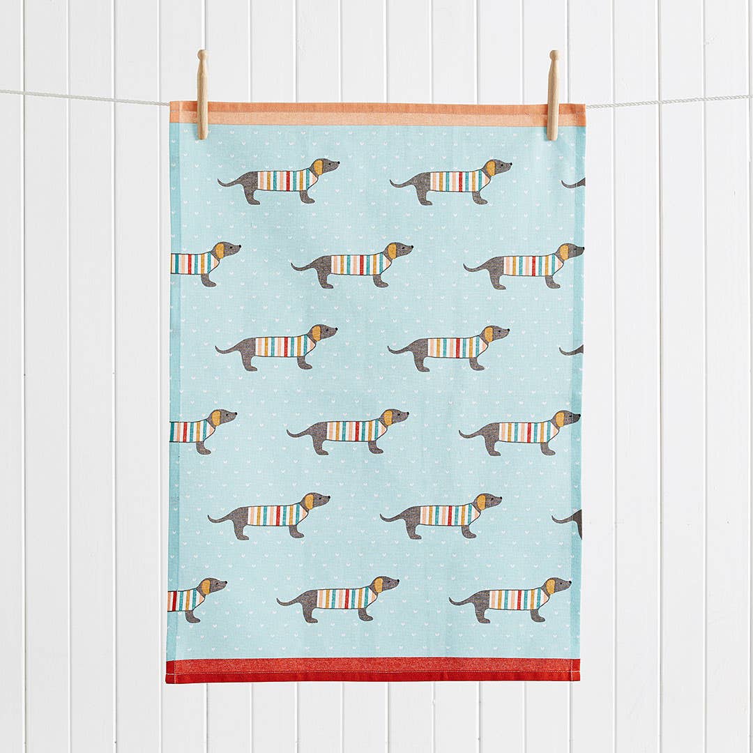 Stripe Dog Tea Towel