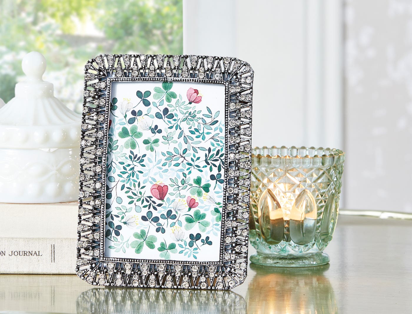 Jewel Jeweled 4x6 Frame Rectangle - Pewter