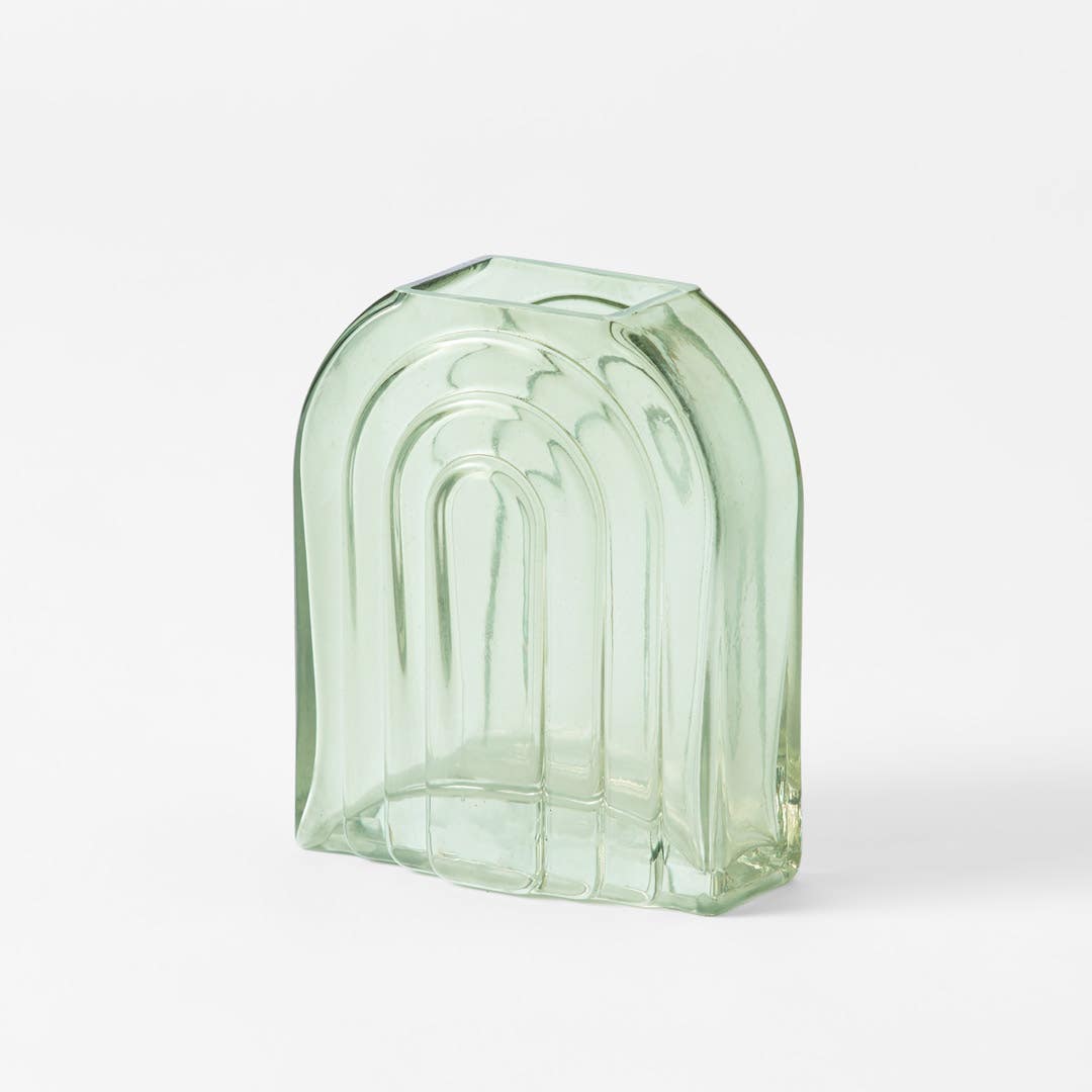 Ruby Arch Glass Vase - Green