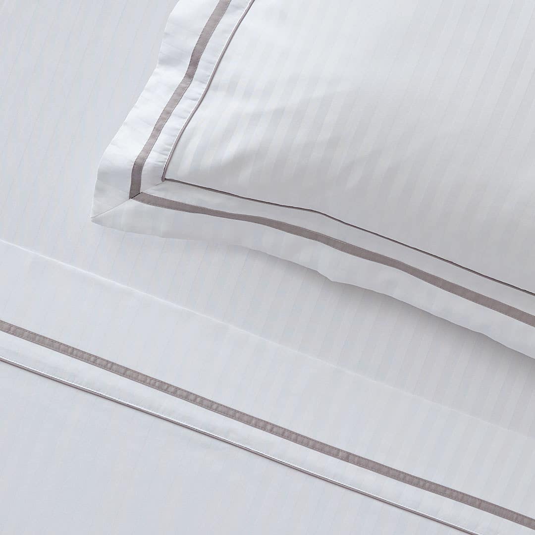 Cambridge 800 TC Egyptian Cotton Sheets - White Silver