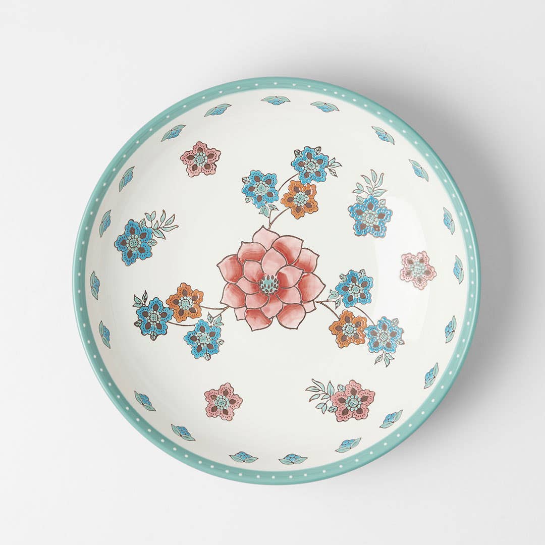 Tango Serving Bowl Floral - Pink/Aqua