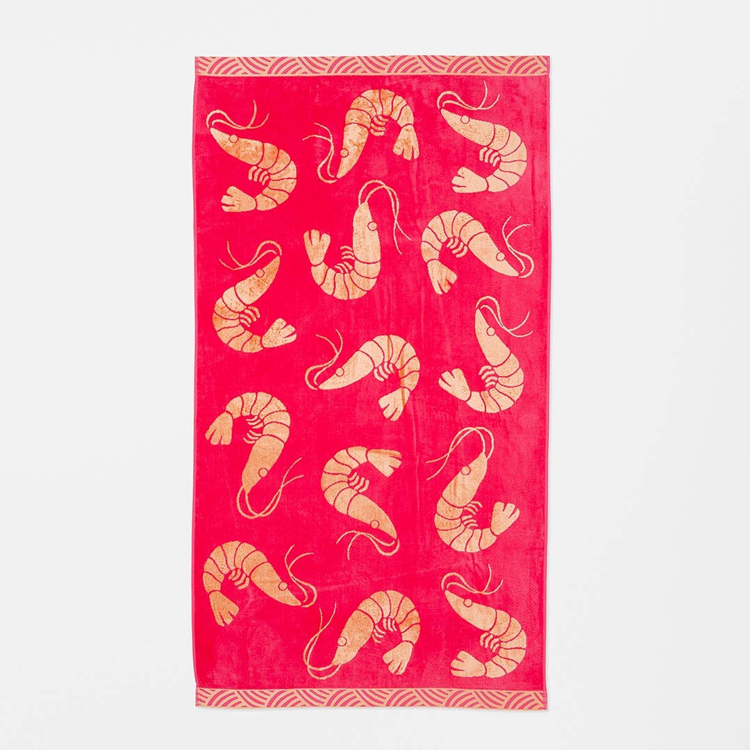 Prawn Party Beach Towel - Fuchsia/Papaya