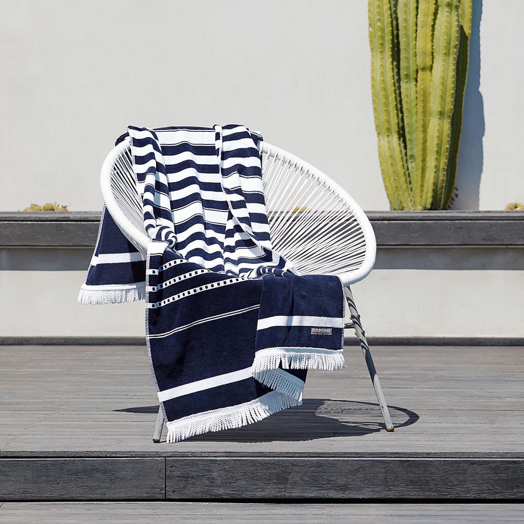 Ravello Beach Towel - Navy White