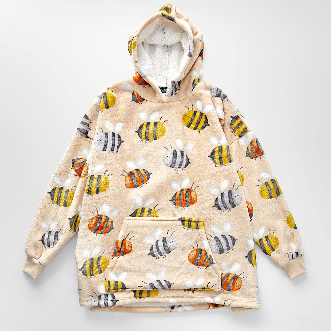 Bumble Bees Hooded Sherpa Blanket