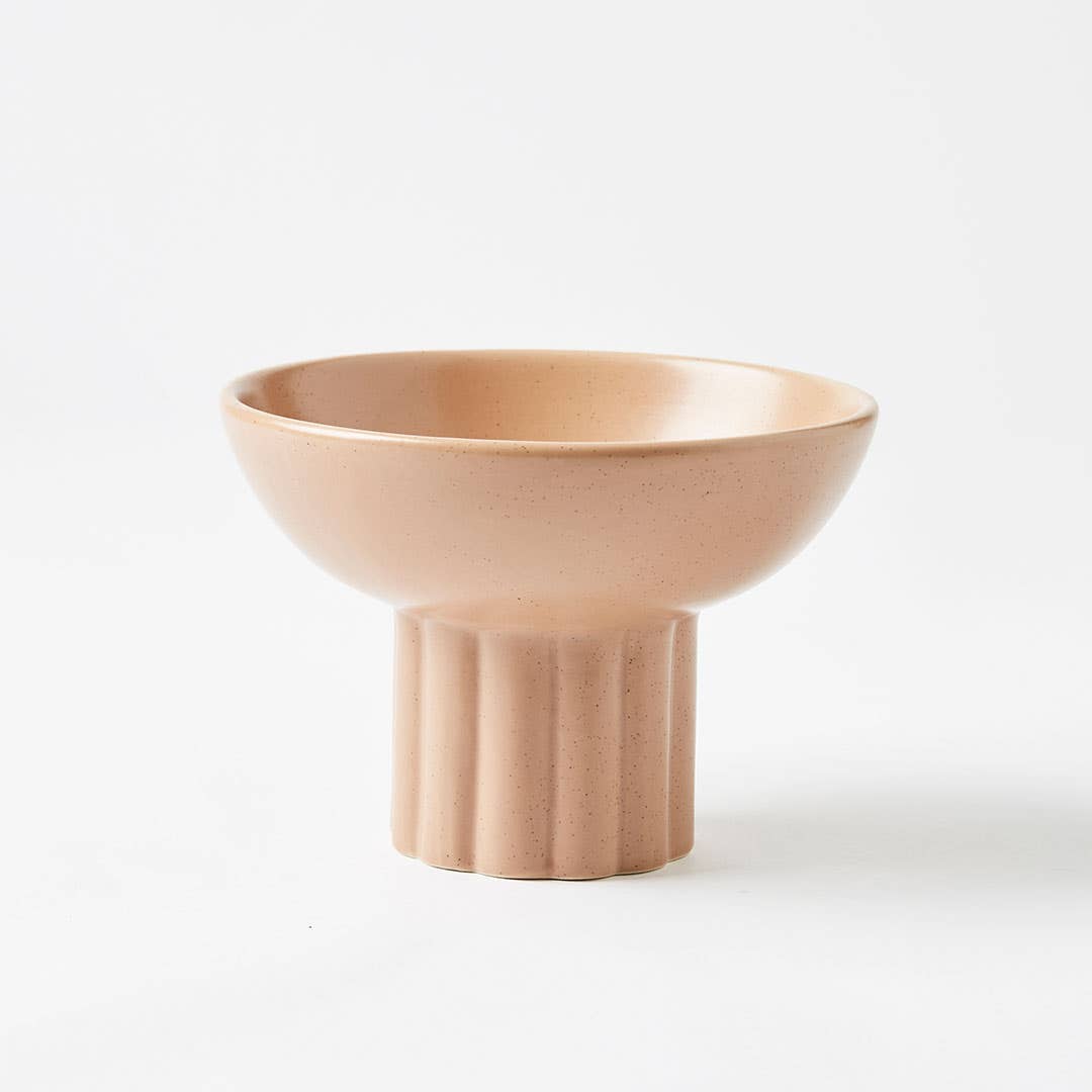 Archer Ribbed Round Footed Bowl - Nude