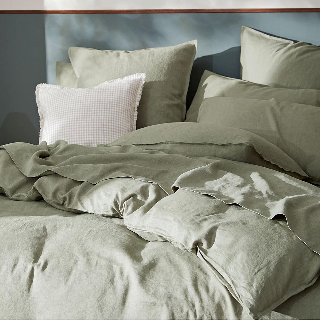 Milano Linen Quilt Cover - Khaki