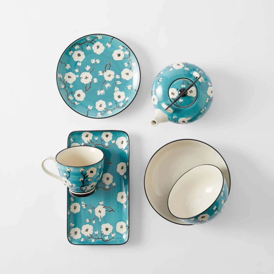 Cherry Blossom Plate - Teal